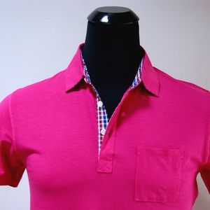 New Hugo Boss Pink Jersey Check Collar Polo Shirt